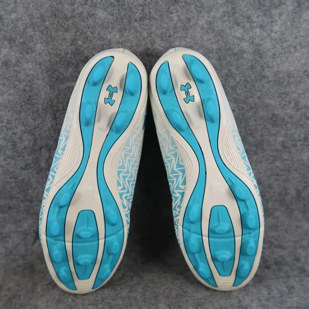 Under Armour Shoes Kids 2Y Soccer Cleats Athletic Sport Lace Up Blue White Youth